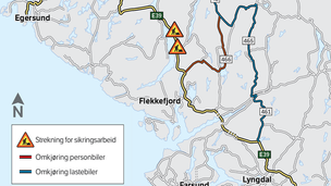 Skal sikre fjellskjæringer langs E39 i Flekkefjord det neste halvåret