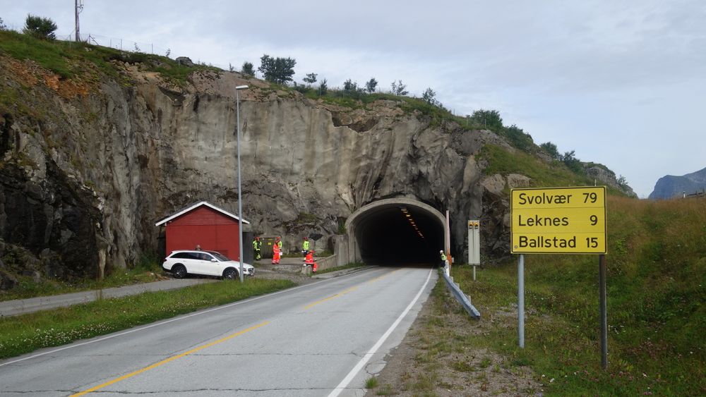 Vestre portal av Nappstraumtunnelen på E10 i Lofoten.