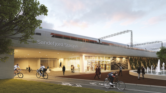 Slik kan nye Sandefjord stasjon bli seende ut.