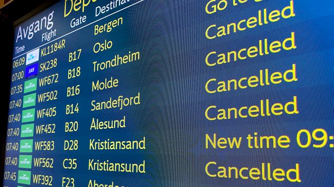 En rekke avganger fra Bergen lufthavn onsdag morgen er kansellert.