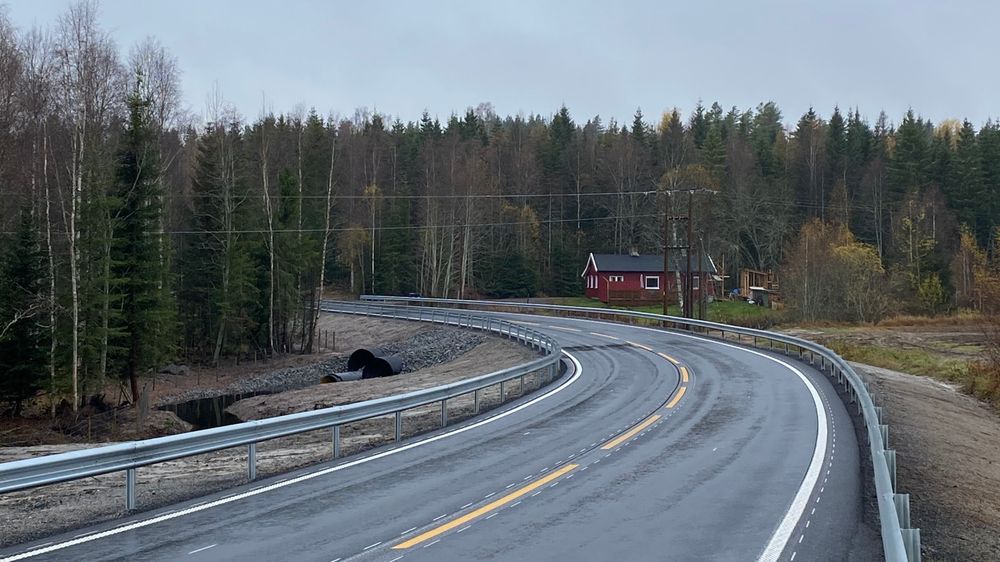 Ny fylkesvei 21 ved Ljøner i Eidskog, ikke så langt fra grensen til Viken.