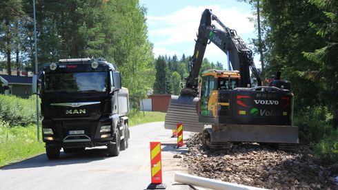 Veiarbeid, gangvei, fortau, Volas, Kongsvinger juli 2020