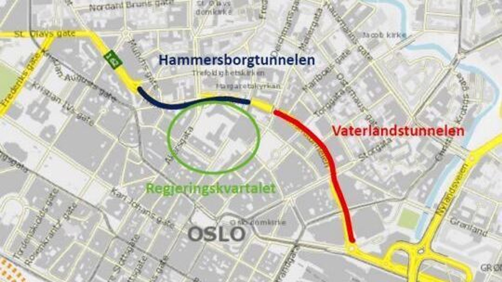 Hammersborgtunnelen skal bygges om, og Vaterlandtunnelen skal rehabiliteres.