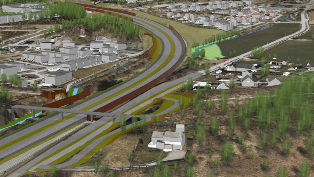 Modell av ny firefeltsvei ved Bogafjell.