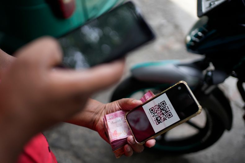 QR-kode på mobiltelefon.