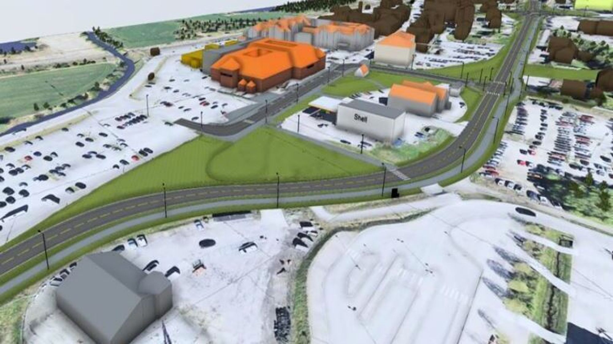 Modell av den nye miljøgata i Gran på Hadeland.