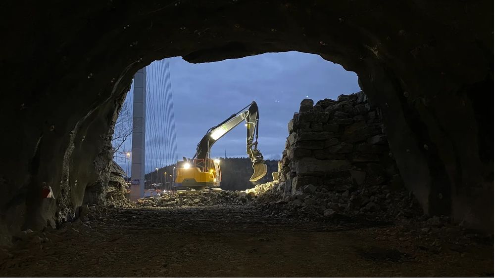 Bilde fra da Effiage hadde gjennomslag for Kjørholttunnelen på E18