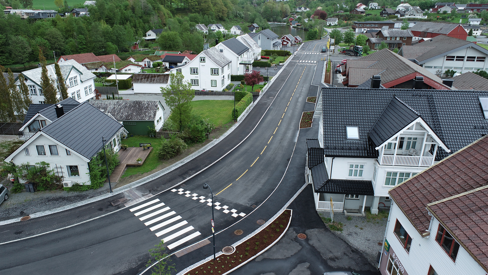 Miljøgata gjennom Vikedal er 600 meter, med 1700 meter tilhøærende sykkelveier.