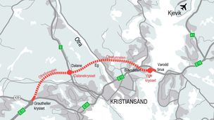 Nye Veier vil legge ringveien i Kristiansand i sammenhengende tunnel