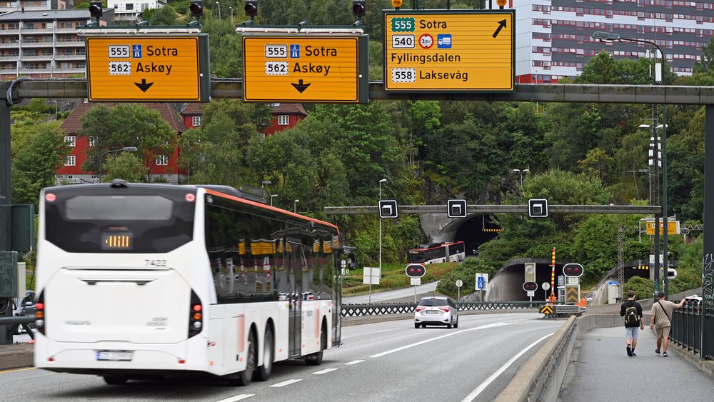 Innkjøringen til Damsgårdtunnelen fra Bergen sentrum.