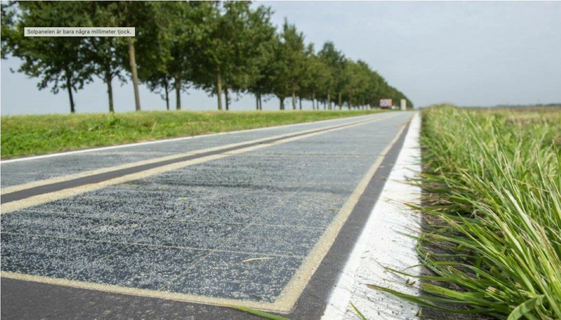 Solar cover on the road.